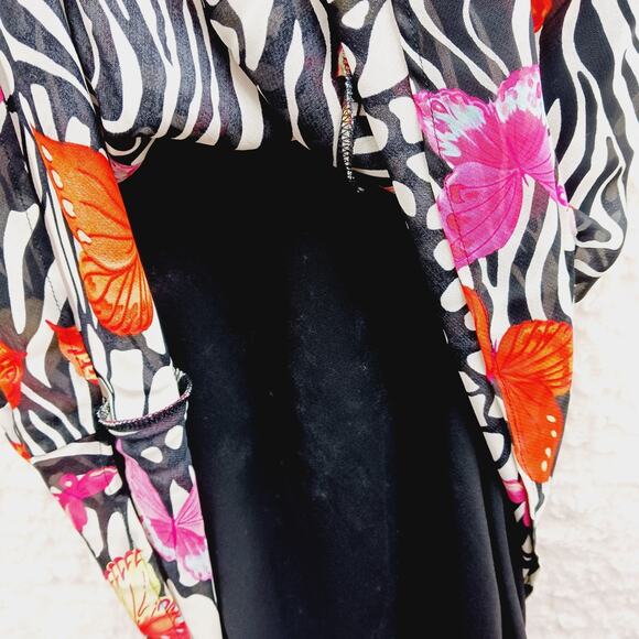 Skirt Midi Ceduxion Zebra Butterfly Orange Pink Midi Boho Y2K Whimsycore Size L - Picture 7 of 12